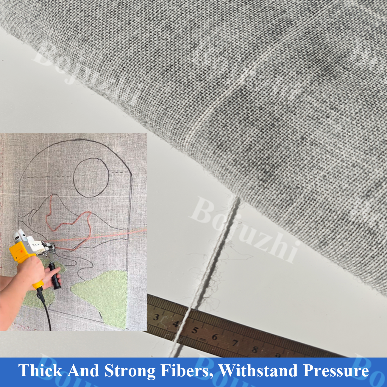 Bojuzhi Grey 100% Polyester Tufting Cloth with White Grid, Suitable for Carpet Making